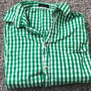 Green and White Checkered Button Down